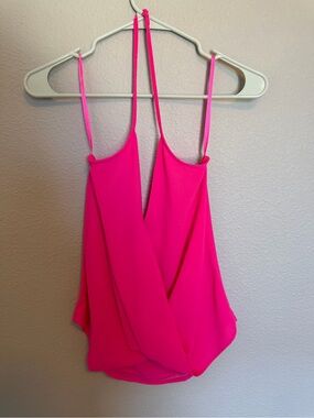 Hot Pink Halter Cami Tank Top with Spaghetti Straps